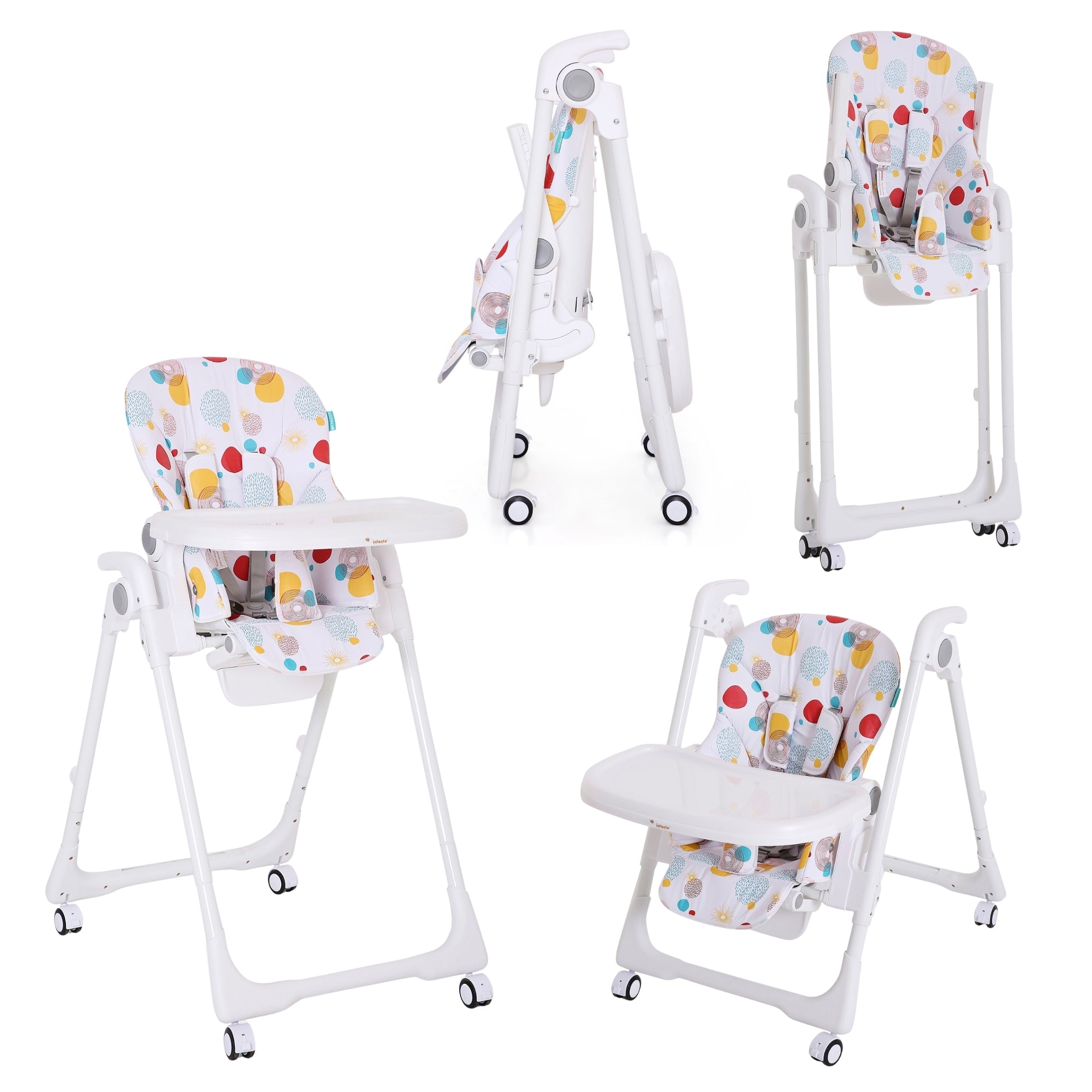 Infanto Adjustable High Chair for Baby | Comfortable Feeding Chair for Baby 6 Months to 36 Months | Foldable & Portable High Chair with Tray | Convertible Baby High Chair for Toddlers & Kids