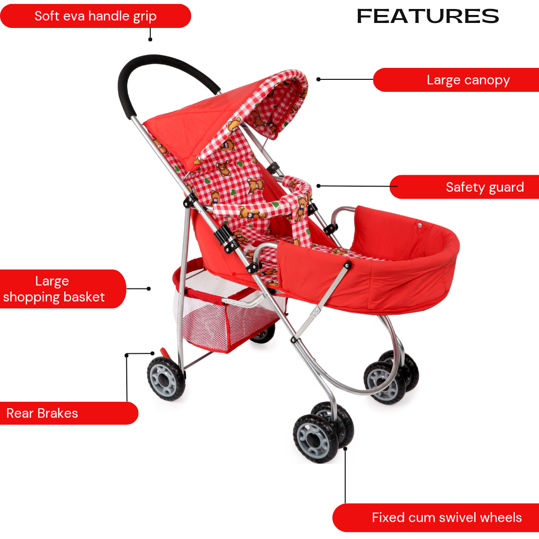 INFANTO Premier Pram/Stroller - Luxurious Baby Pram for kids 0-3 Years - Perfect Baby Girl Boy Gift