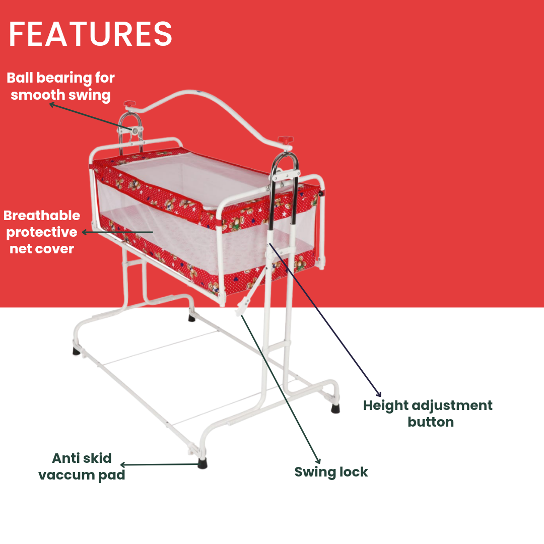 INFANTO Compact Baby Cradle / Palna / Swing / Jhula - DELUXE