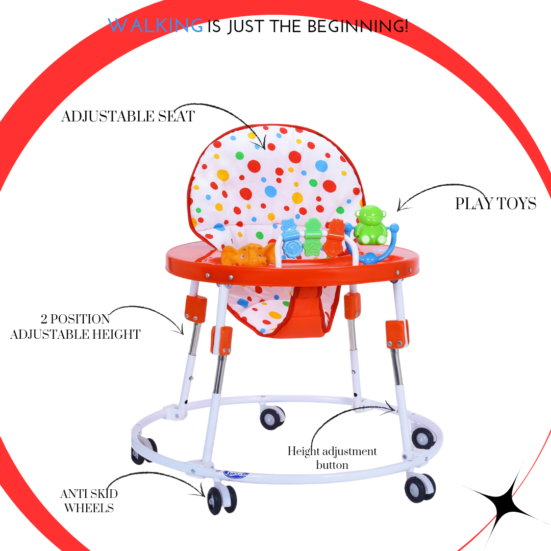 INFANTO Baby Walker | 2-Position Adjustable Height-Deluxe-BW205A-DLX