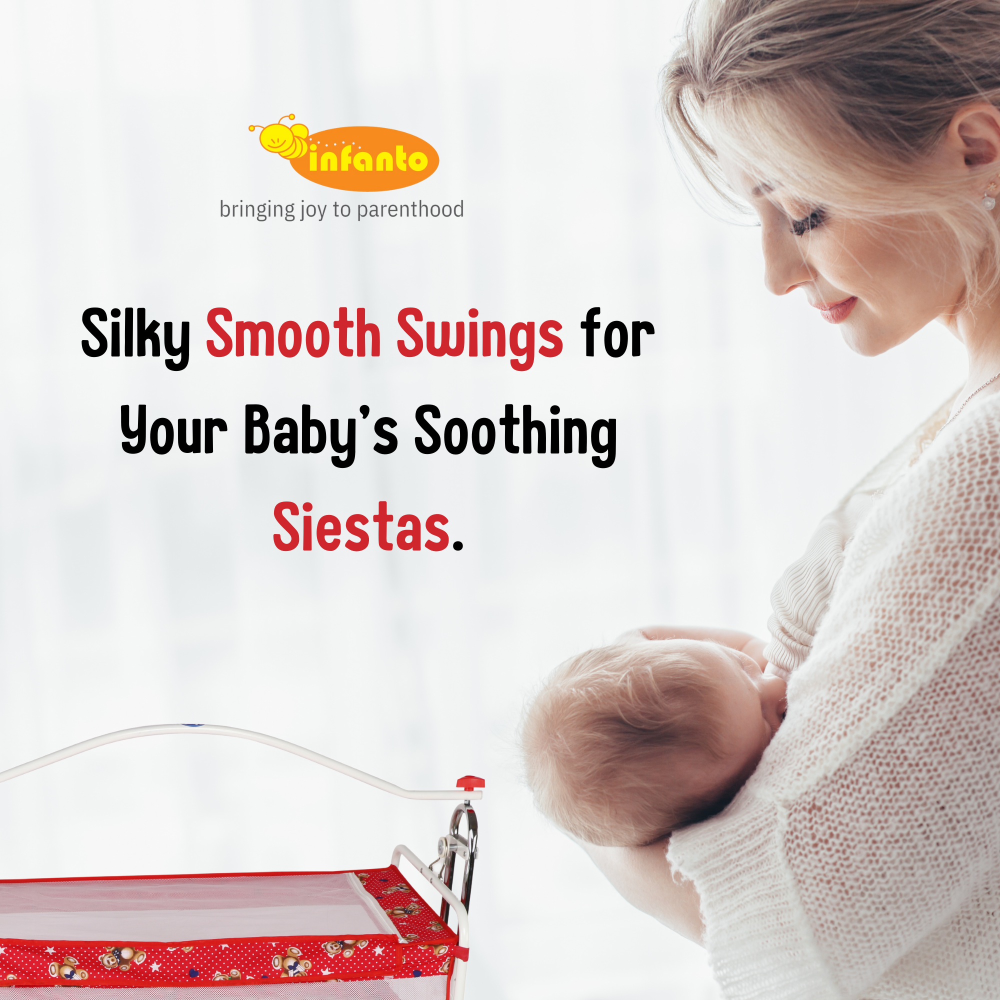 INFANTO Compact Baby Cradle / Palna / Swing / Jhula - DELUXE