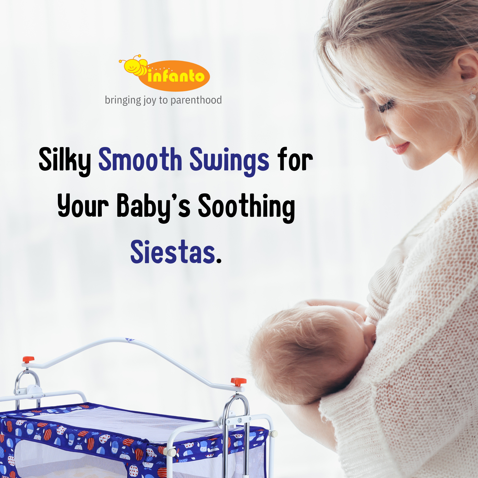 INFANTO Compact Baby Cradle / Palna / Swing / Jhula - SUPER DELUXE