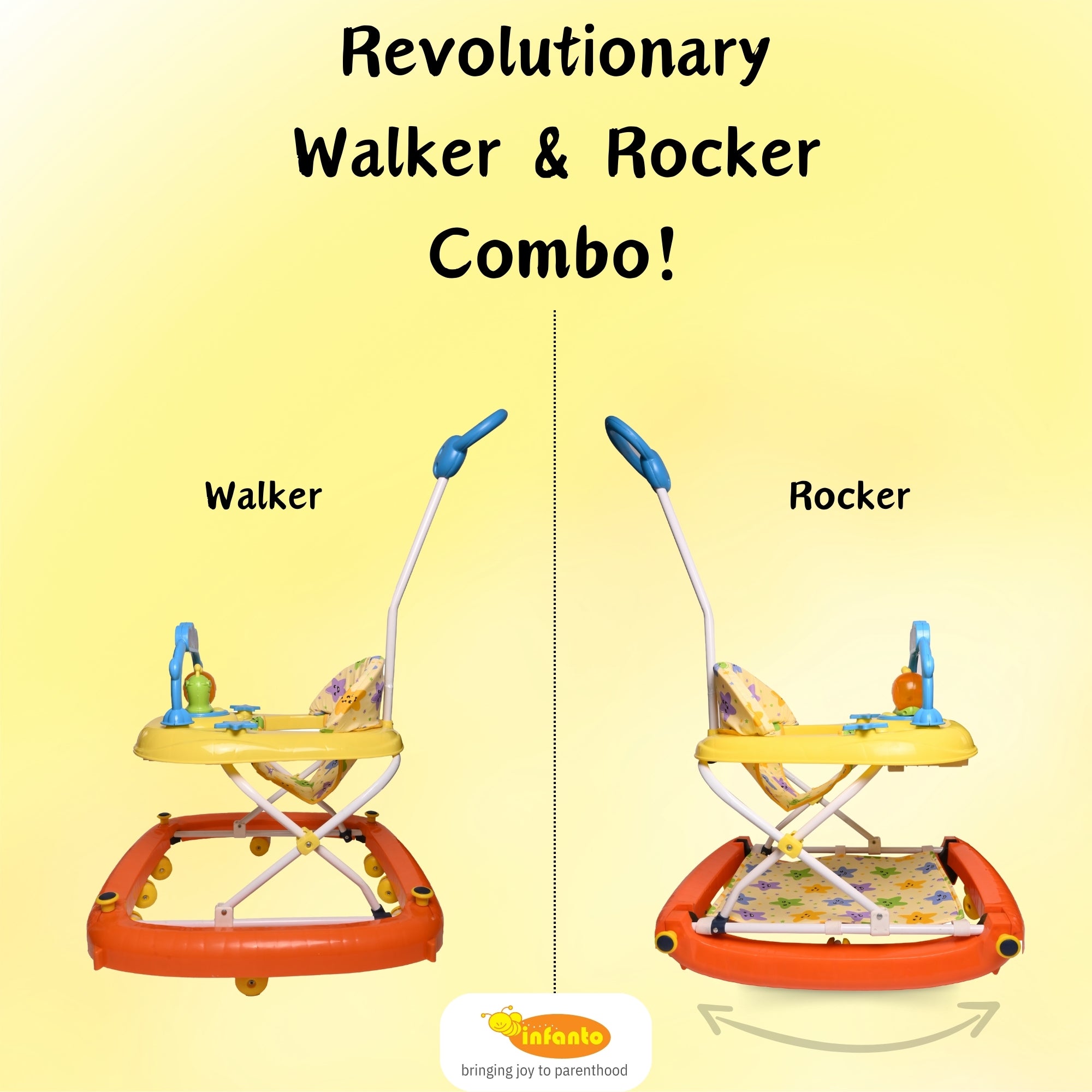 INFANTO Funsteps 2-in-1 Baby Walker & Rocker-Super Deluxe-BW39-SDX