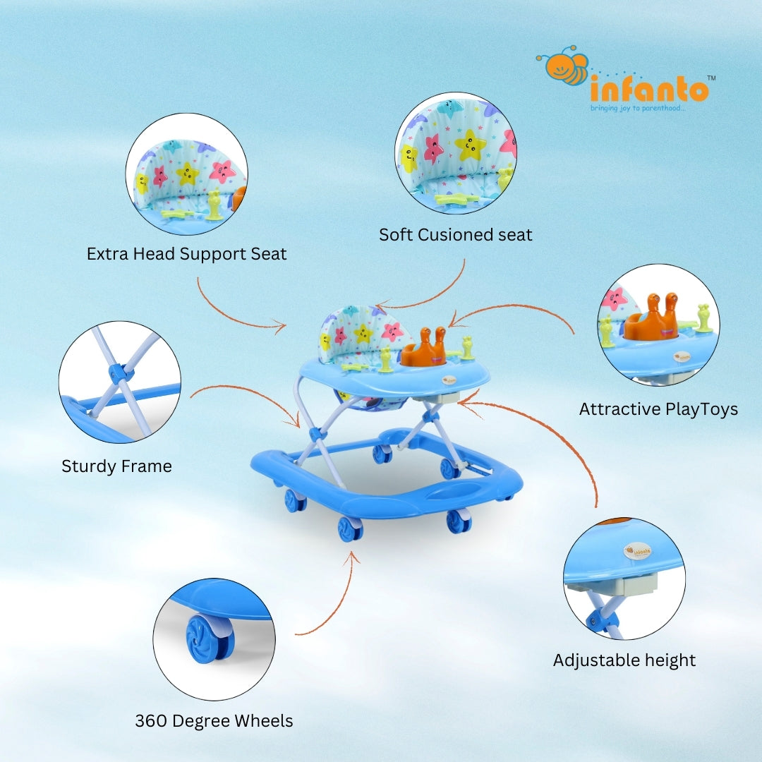 INFANTO Funsteps Baby Walker, 3 Level Height Adjustment-BW38-STD