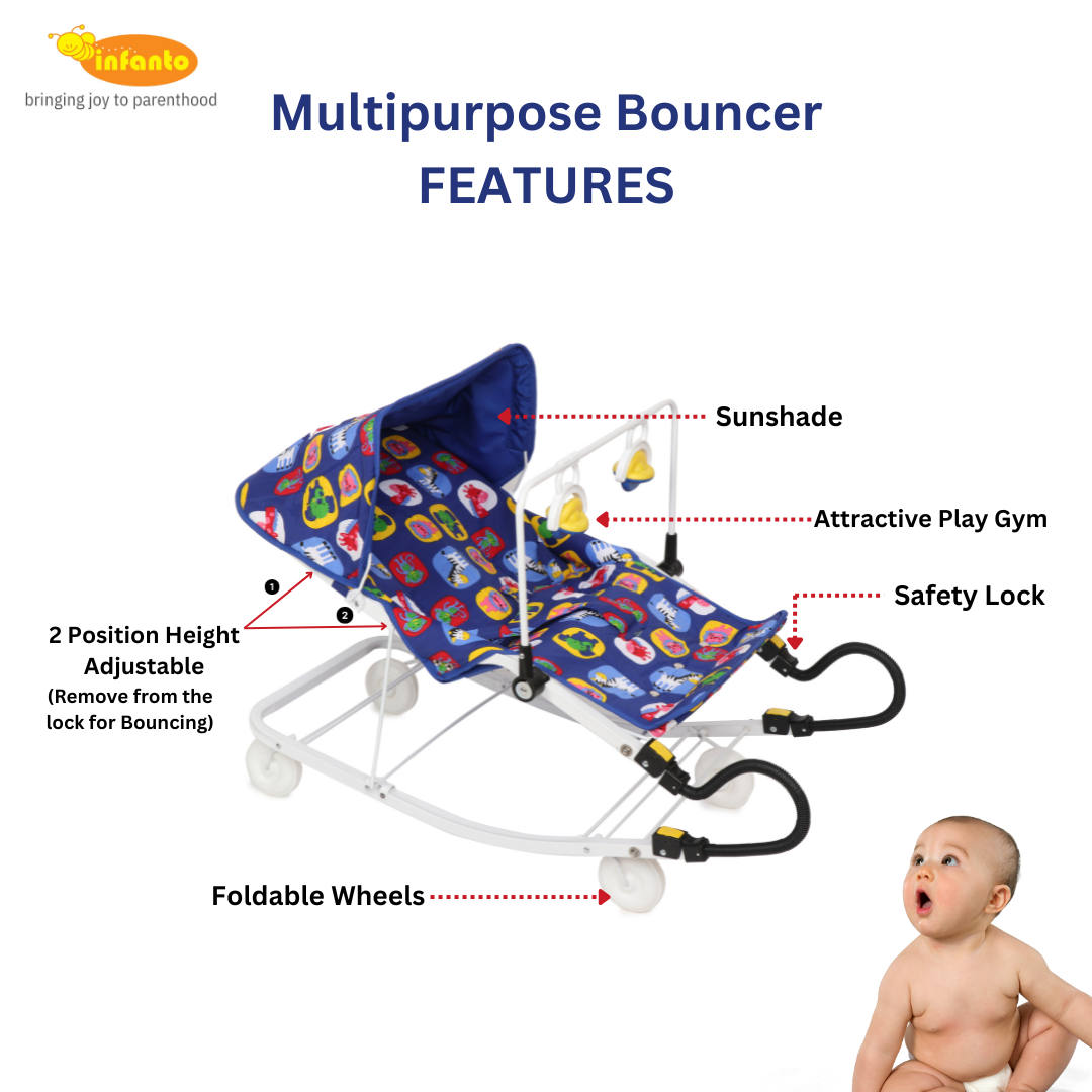 Baby bouncer with wheels on sale