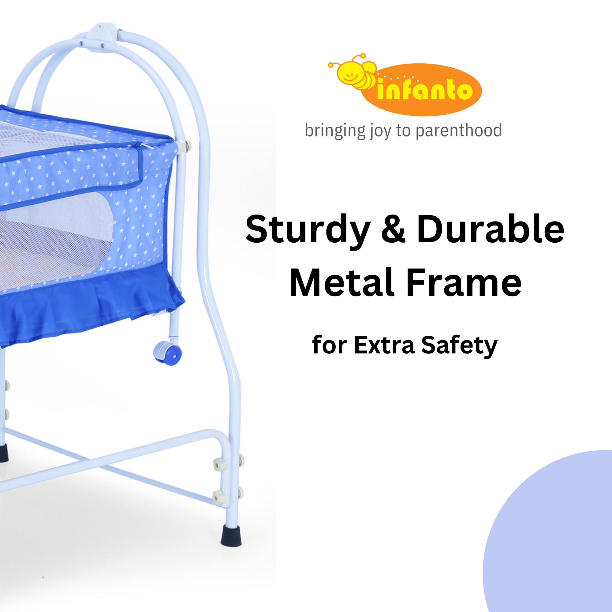 INFANTO Prima 2 in 1 Cradle for Babies | Palna | Jhula - Sturdy Metal Frame
