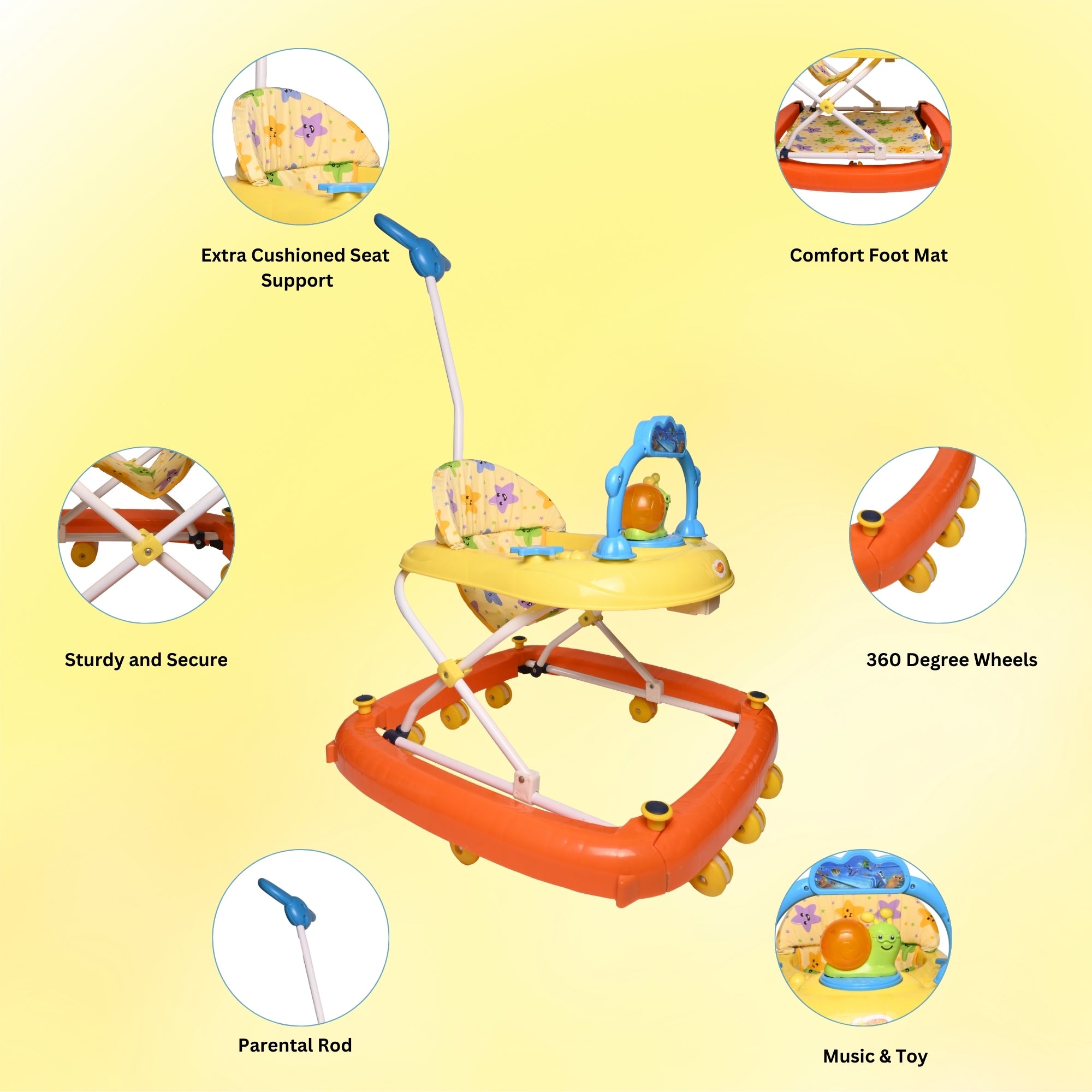 INFANTO Funsteps 2-in-1 Baby Walker & Rocker-Super Deluxe-BW39-SDX