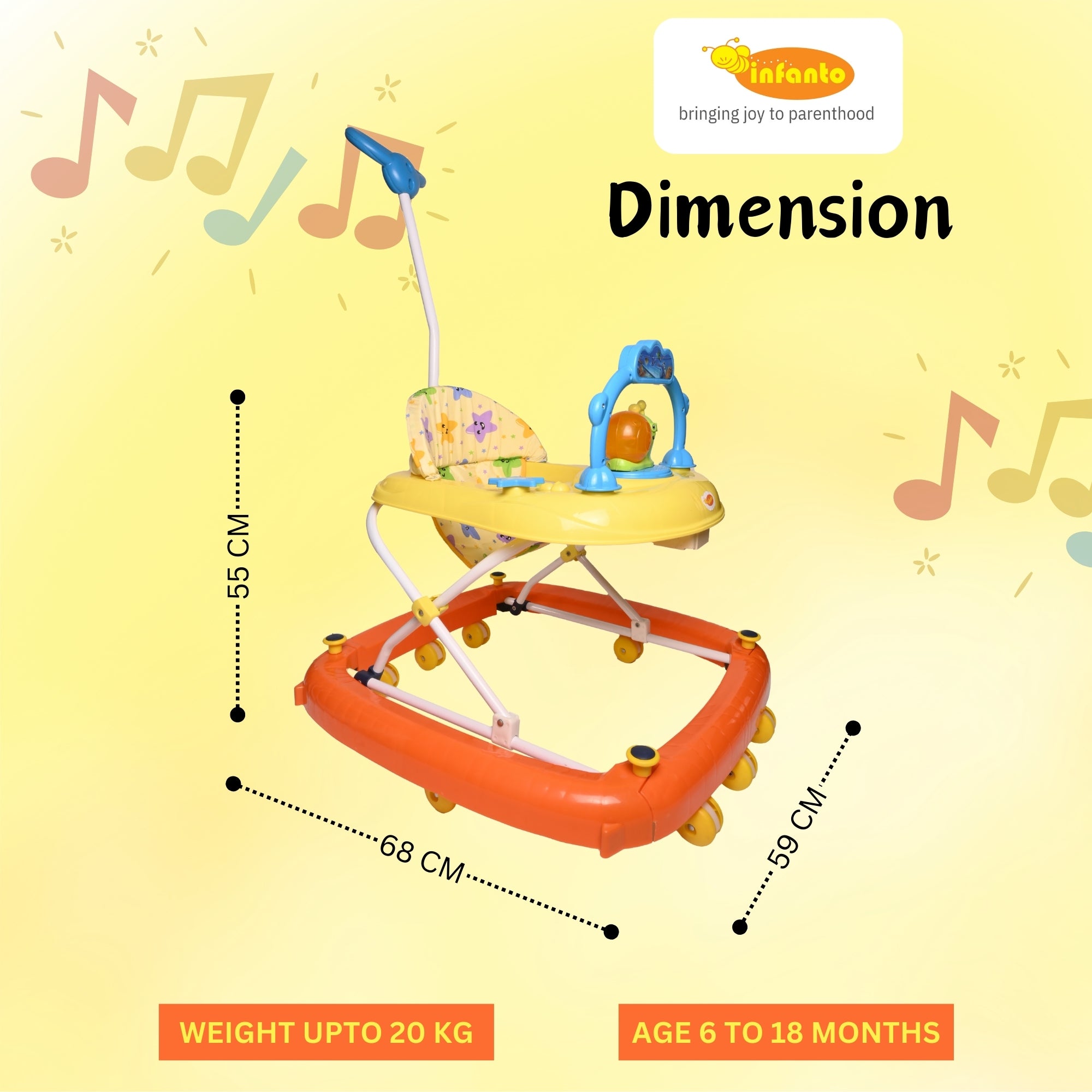 INFANTO Funsteps 2-in-1 Baby Walker & Rocker-Super Deluxe-BW39-SDX