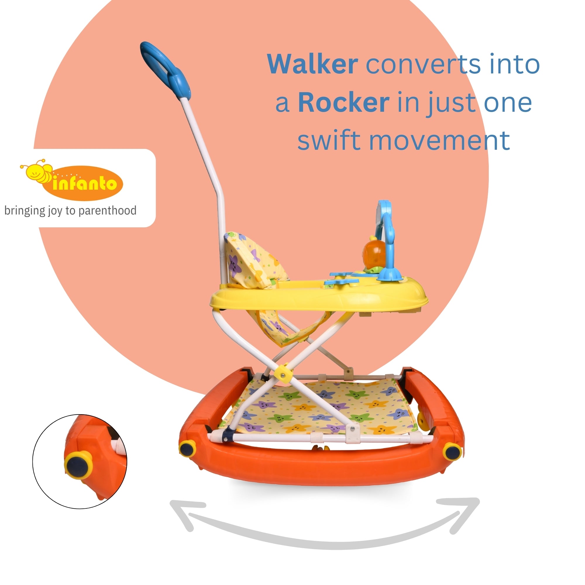 INFANTO Funsteps 2-in-1 Baby Walker & Rocker-Super Deluxe-BW39-SDX