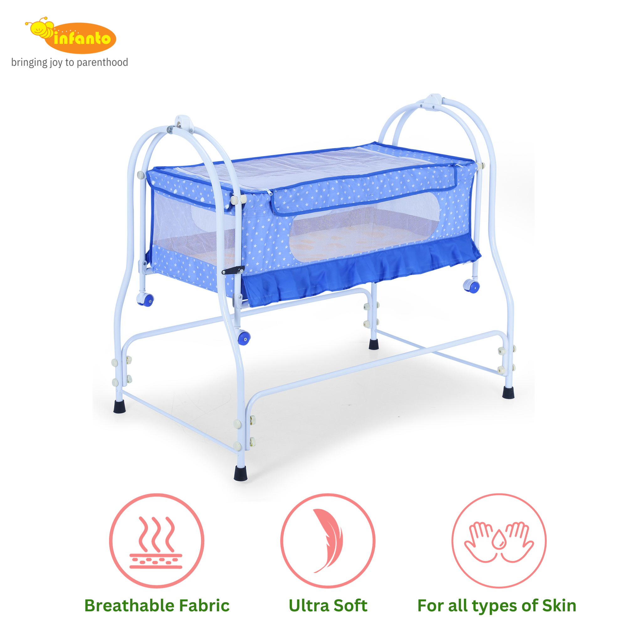 INFANTO Prima 2 in 1 Cradle for Babies | Palna | Jhula - Sturdy Metal Frame