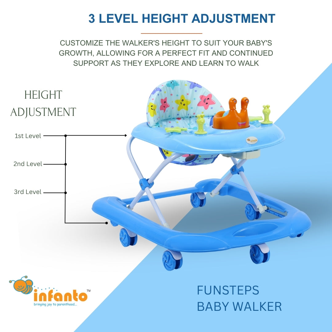 INFANTO Funsteps Baby Walker, 3 Level Height Adjustment-BW38-STD