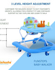 INFANTO Funsteps Baby Walker, 3 Level Height Adjustment-BW38-STD