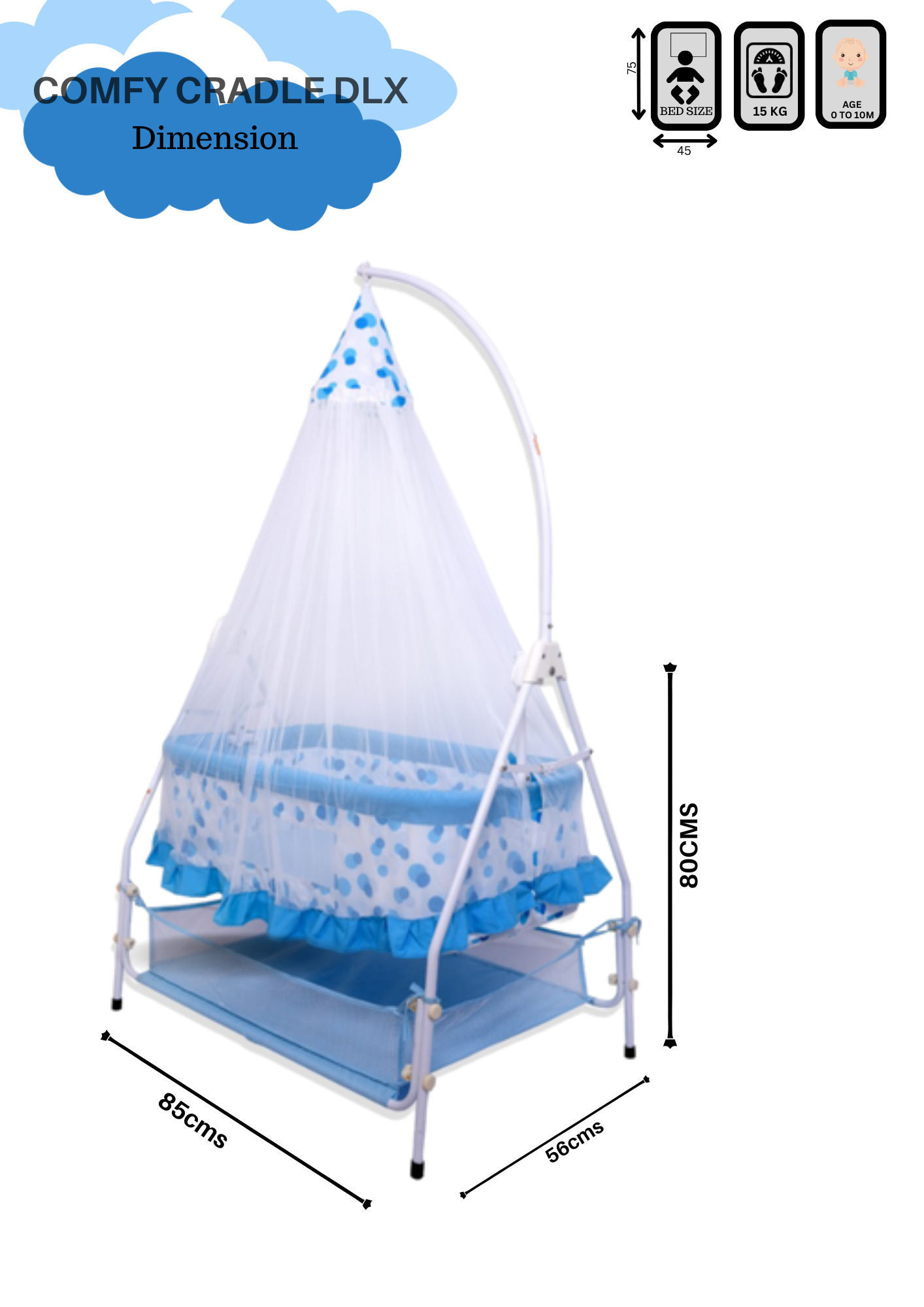 INFANTO Comfy Baby Cradle | Jhula | Palna | Uyyala | Swing-DELUXE