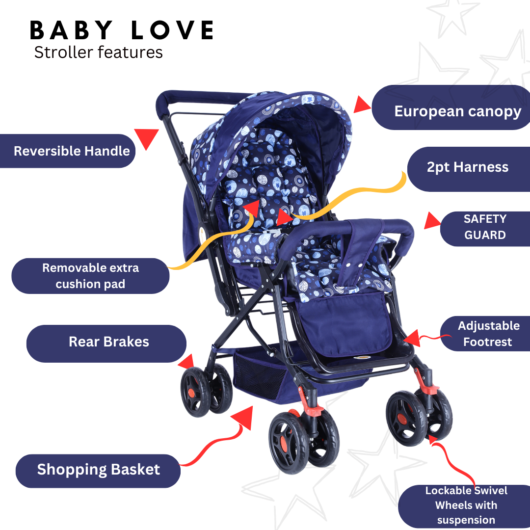 INFANTO Babylove Stroller/Pram for 0-3 Years - The Ultimate in Comfort and Safety