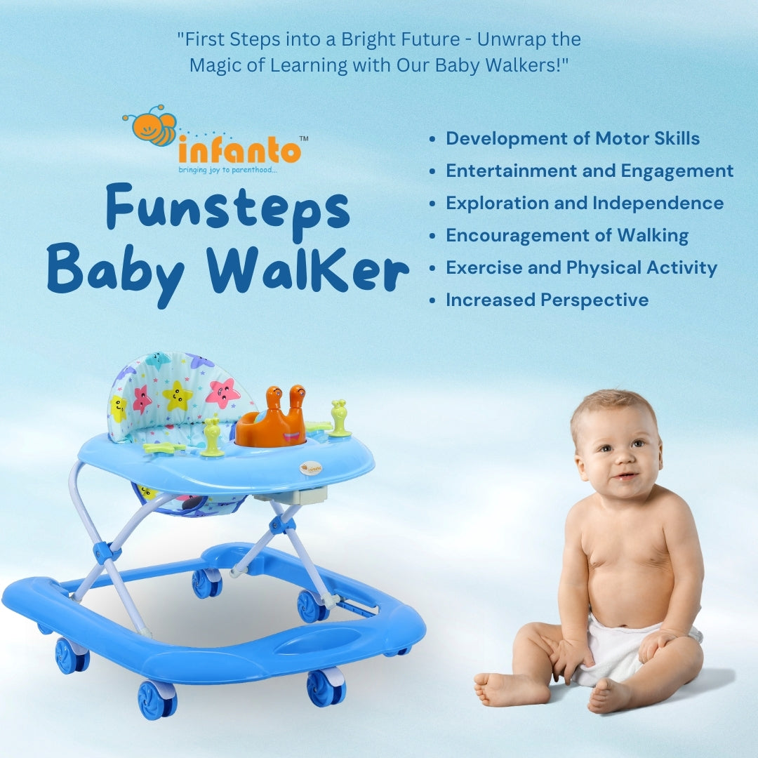 INFANTO Funsteps Baby Walker, 3 Level Height Adjustment-BW38-STD