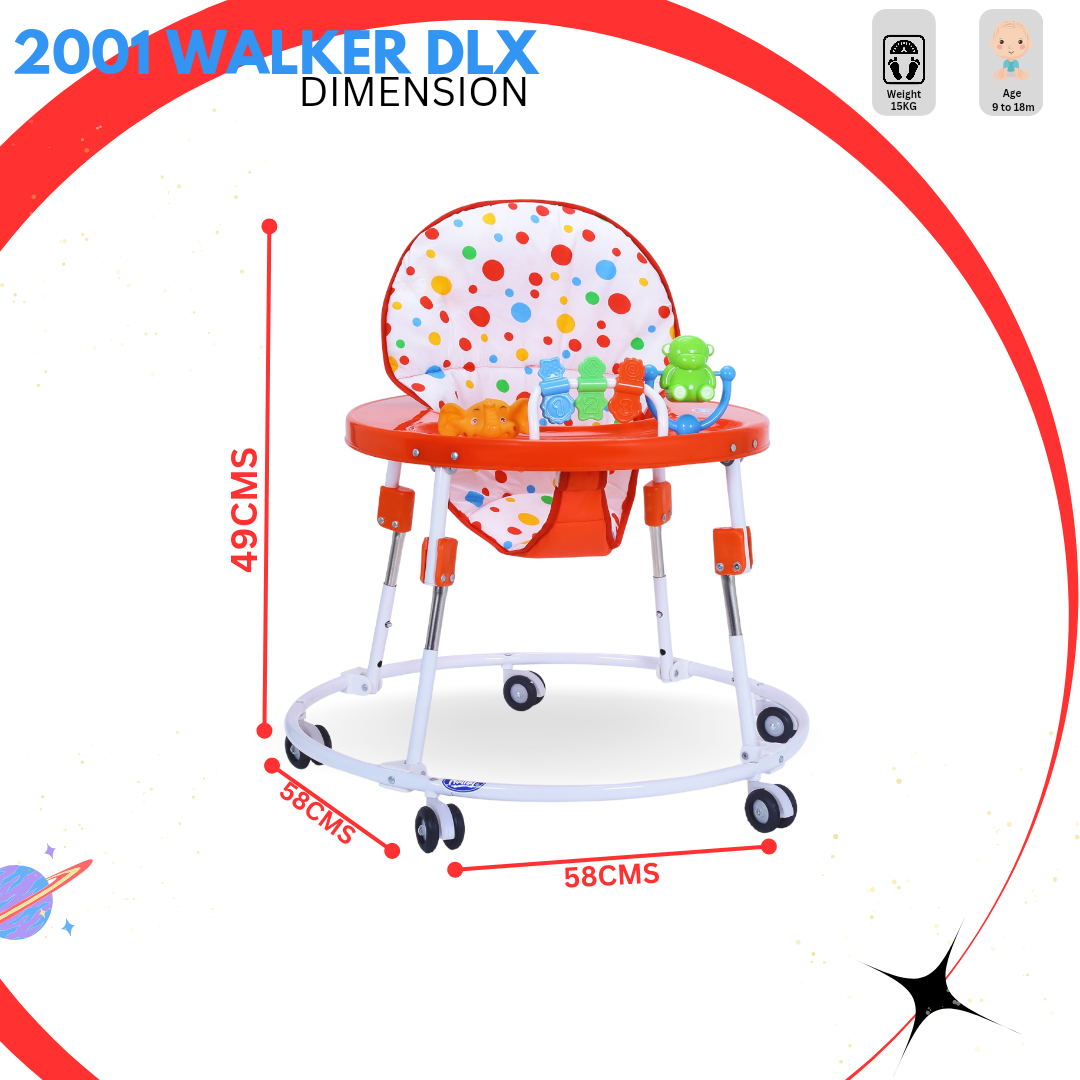 INFANTO Baby Walker | 2-Position Adjustable Height-Deluxe-BW205A-DLX