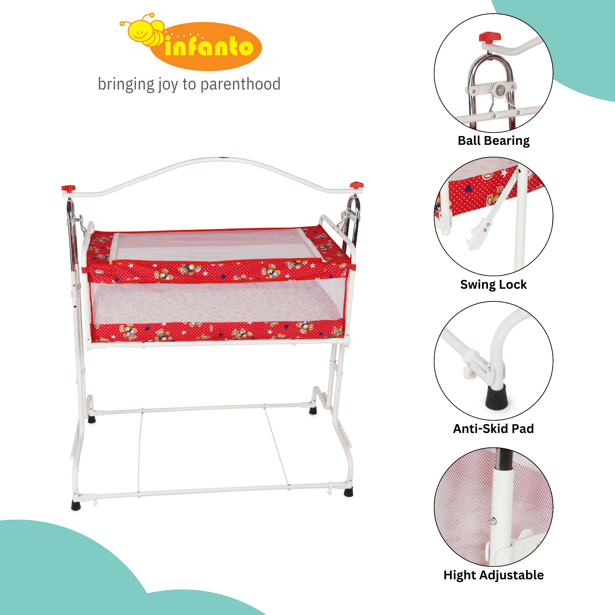 INFANTO Compact Baby Cradle / Palna / Swing / Jhula - DELUXE